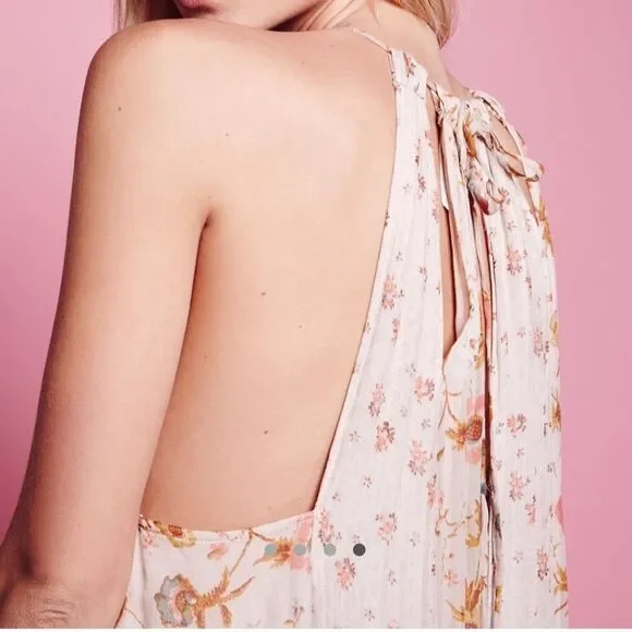 Free People Charm School flora Printed dress high low hem blush pink size small - Picture 4 of 7